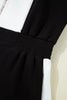 Black Contrast Collar Patchwork Zip Front Romper