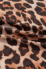 Brown Leopard Mock Neck Long Sleeve Mesh Top