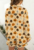 Orange Long Sleeve Ruffle Pumpkin Face Print Two Piece Lounge Set