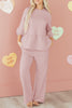 Delicacy Braided Texture Ruffle Hem Top Drawstring Loose Pants Set