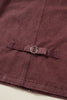 Coffee Corduroy Collar Zipped Front Denim Jacket