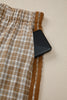 Chestnut Plaid Print Elastic Waist Bow Tie Contrast Detail Jogger Pants