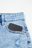 Beau Blue Distressed Acid Wash Denim Hot Shorts