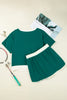 Evergreen Plus Size Contrast Trim T Shirt and Skirt Two Piece Set