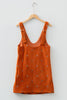 Gold Flame Flower Embroidered Corduroy Overall Mini Dress
