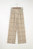 Khaki Leopard Drawstring Elastic Waistband Loose Pants