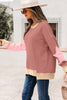 Rose Pink Contrast Star Patchwork Exposed Seam Uneven Hem Drop Shoulder Sweatshirt