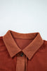 Gold Flame Velvet Flap Pockets Drop Shoulder Casual Shacket