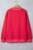 Pink Colorblock Polka Dot Contrast Trim Oversized Sweatshirt
