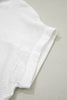 White Lace Trim Cuffed Short Sleeve Textured Shirt