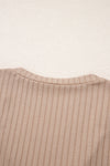 Straw Yellow Ribbed Knit V Neck Long Sleeve Slim Fit Top