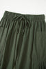 Jungle Green Drawstring Elastic Waist Patch Pocket Barrel Leg Casual Pants