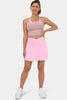 Pink Solid Pocketed Crossover High Waist Swim Skort