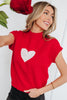 Pink Valentine Heart Graphic Cropped Short Sleeve Sweater