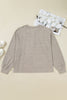 Simply Taupe Plus Size Ribbed Knit Kangaroo Pocket Henley Long Sleeve Top