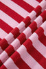 Pink Stripe Split V Neck Casual T Shirt