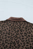 Brown Leopard Print Contrast Collar V-Neck Mini Dress