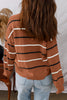 Brown Stripe Striped Ribbed Edge Drop Shoulder Sweater
