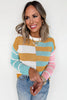 Jurassic Gold Color Block Striped Pullover Sweater