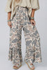 Multicolour Camo Print Wide Leg Casual Pants