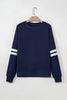 Black Varsity Striped Detail Drop Shoulder Oversized Sweatshirt