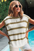 Khaki Stripe Tie Open Side Sweater Knitted Top