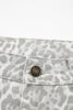 Gray Leopard Frayed Edge Wide Leg High Waist Jeans