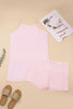 Pink Plus Size Build-in Shorts Sleeveless Dress With Short Two Piece Set