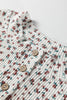 White Spiral Ribbed Floral Print Long Sleeve Henley Top Drawstring Short Set
