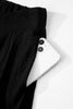 Color black Solid Color Textured Crossed Waist Loose Pants