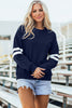 Black Varsity Striped Detail Drop Shoulder Oversized Sweatshirt