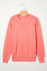 Coral Paradise Drop Shoulder Ribbed Knit Long Sleeve Sweater