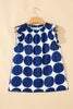 Blue Polka Dot Print Frilled Round Neck Shift Tank Top