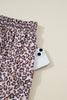 Khaki Leopard Ribbed Long Sleeve Top Drawstring Shorts 2pcs Outfit