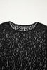 Black Leopard Pattern Sheer Mesh Long Sleeve Top