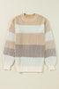 Pink Colorblock Textured Knit Bubble Sleeve Sweater