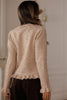 Oatmeal Ruffle Trim Gold Button Sweater Cardigan