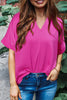 Bright Pink Silky V Neck Dolman Blouse