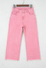 Peach Blossom Acid Washed High Rise Cropped Wide Leg Jeans