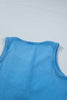 Blue Vintage Distressed Ribbed Mineral Wash Tank Top
