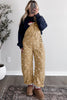 Light French Beige Polka Dot Print Bib Pocket Denim Barrel Overalls Jumpsuit