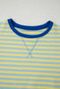 Green Stripe Drop Shoulder Boxy Casual Terry Short Set