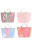 Blackish Green Glossy Striped Vinyl Large Tote Bag