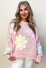 Pink Petals & Threads Embroidered Floral Sweater