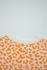 Orange Leopard Drop Shoulder Chunky Knitted Cardigan Sweater
