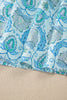 Sky Blue Paisley Print Puff Sleeve Loose Shirt