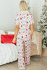 Pink Christmas Spirit Cute Holiday Print Short Sleeve Shirt and Pants 2pcs Pajama Set