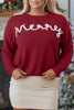 Racing Red Merry Colorful Dot Detail Christmas Drop Shoulder Sweater
