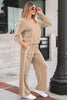 Dirty blue Varsity Striped Detail Crewneck Pullover Elastic Sweatpants 2pcs Outfit