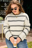 Apricot Stripe Wide Sleeve Drop Shoulder Crew Neck Plus Sweater